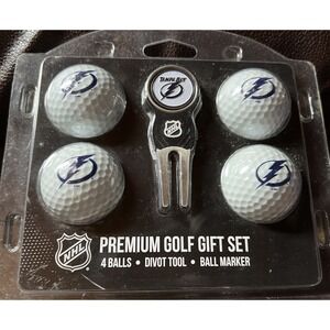 NHL Tampa Bay Lightning Premium Golf Gift Set 4 Balls Divot Tool & Ball Marker